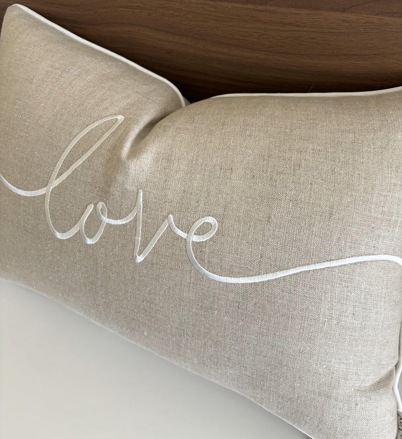 YugTex Love Sentiment Embroidered Lumbar Accent Throw Pillow Cover - Newlyweds, Bedroom Decor, Sofa - 12x18, Ivory - Image 4